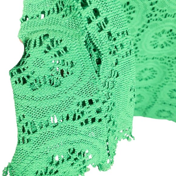 Judith March Green Crochet Knit Dress Bell Sleeve SZ S Boho - Picture 12 of 12